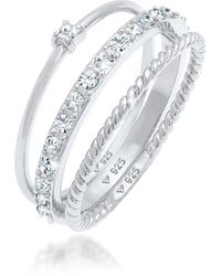 Elli Jewelry - Ring kristalle stapelring 3er set 925 silber - Lyst