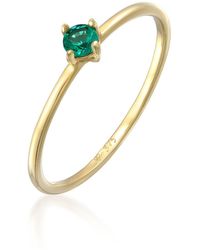 Elli Jewelry - Ring synthetischer smaragd solitär 375er gelbgold - Lyst