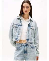 Tommy Hilfiger - Ovsz Crop Trucker Jacke – Bi6012 Für Damen - Lyst