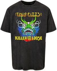 Merchcode - Thin lizzy killer cover acid washed oversized tee - Lyst
