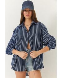 Bianco Lucci - Dünn Gestreiftes Oversize--Basic-Shirt 2021 Für Damen - Lyst