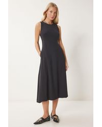 Happiness İstanbul - Schwarzes, Ausgestelltes Sommer-Midikleid Mit Taschen Für Damen - Lyst