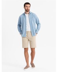 Ombre - Shorts Mit Strukturstrick Slim Fit Sand V3 L Für Herren - Lyst