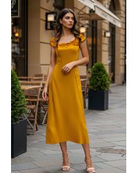 Trendyol - Geflochtenes Midi-Kleid Mit Geflochtenem A-Linien-Kragen Und Gummi-Detail Für Damen - Lyst