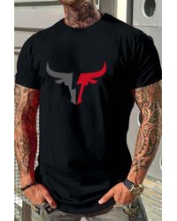uyguntarz - Übergroßes T-Shirt Mit Bullensilhouette-Aufdruck Für Herren - Lyst