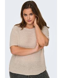 Only Carmakoma - Gestricktes oberteil knit fit rundhals curve pullover - Lyst