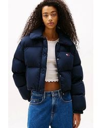 Tommy Hilfiger - Tommy Jeans Tjw Crp Badge Collar Down Puffer Marineblauer Mantel Dw0Dw20390C1G Für Damen - Lyst