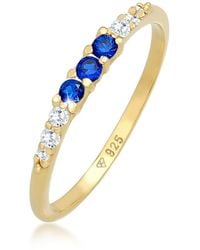 Elli Jewelry - Ring Bandring Elegant Mit Zirkonia Kristallen Und Synthetischem Saphir - Lyst