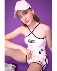 Defacto - Coool bt21 slim fit neckholder-camisole mit aufdruck athlete x8738az22sm - Lyst