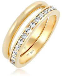 Elli Jewelry - Ring Bandring Memorie Set Basic Trend Mit Kristallen - Lyst