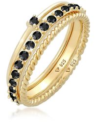 Elli Jewelry - Ring-Set – Eleganter Solitär, Schwarzes 925Er-Sterlingsilber Mit Kristallen Für Damen - Lyst