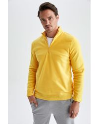 Defacto - Fleece-sweatshirt mit normaler passform und stehkragen und halbem reißverschluss y3996az22au - Lyst