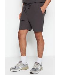 Trendyol - Mittellange, Knitterfreie Ottoman-Shorts Mit Geräucherter Textur – Normale Passform, Zum Schnüren Für Herren - Lyst