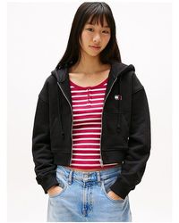 Tommy Hilfiger - Schwarze Jacke Mit Kapuze Und Reißverschluss Für Damen - Lyst