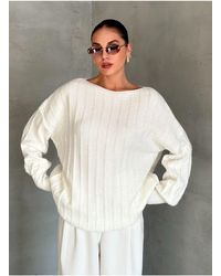 Laluvia - Gerippter Oversize-Pullover Mit U-Boot-Ausschnitt Und Knochen Für Damen - Lyst