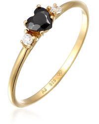 Elli Jewelry - Ring solitär herz zirkonia schwarz 925 sterling silber - Lyst