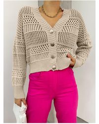 Modamorfo - Durchbrochene Strickjacke Aus Nerz – Geknöpft Für Damen - Lyst