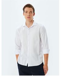 Koton - Klassisches Hemd Mit Langen Ärmeln Und Halbem Italienischem Kragen Aus Baumwollmischung Für Herren - Lyst