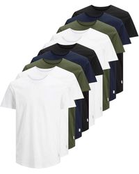 Jack & Jones - Jack&jones t-shirt, 10er pack jjenoa, kurzarm, rundhals, baumwolle, einfarbig - Lyst