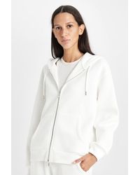 Defacto - Relax Fit Basic-Sweatshirt Mit Kapuze Und Taschen, Einfarbig, Mit Reißverschluss, C1809Ax24Wn Für Damen - Lyst