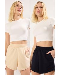 Trendyol - Marineblau-Stein 2Er-Pack Kurze Strick-Shorts & Bermuda Für Damen - Lyst