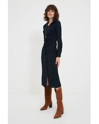 Trendyol - Marineblaues, Gewebtes Midi-Kleid Mit Rüschen Und Details Für Damen - Lyst