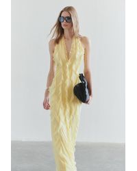 Trendyol - Hellgelbes, Mit Rüschen Gefüttertes Tüll-Abendkleid - Lyst