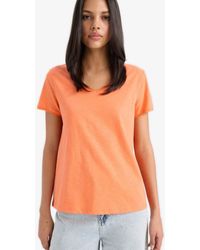 Defacto - Regular Fit V-Ausschnitt Basic Plain Kurzarm T-Shirt Für Damen - Lyst