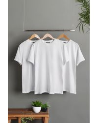Trendyol - Schwarzes Slim-Fit-Basic-T-Shirt Mit Rundhalsausschnitt, 3Er-Pack, 100 Baumwolle – Für Herren - Lyst