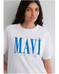 Mavi - Weißes T-Shirt Mit Logo-Aufdruck Normale Passform Normale Passform1611990-620 Für Damen - Lyst