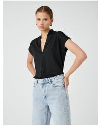 Koton - Bluse Mit V-Ausschnitt Und Kurzen Ärmeln Für Damen - Lyst
