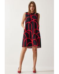 Happiness İstanbul - Sommer Glockenkleid Rot Gemustert Für Damen - Lyst