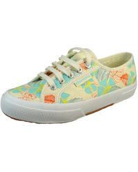 Superga - Low sneaker 2750 hibiscus flower print low top s31351w aep beige-natural turquoise - Lyst