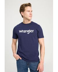 Wrangler - Regular Fit Normal Geschnittenes Rundhals-T-Shirt Mit Logo Aus 100 Baumwolle Für Herren - Lyst
