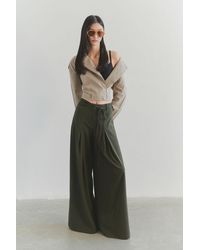 Trendyol - Limited Edition – Khakifarbene, Gewebte Hose Mit Weitem Bein Und Gürtel Für Damen - Lyst