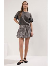 Trendyol - Mehrfarbiger, Gewebter Mini-Rock Mit Tier-Leopardenmuster Und Ballondetail Für Damen - Lyst