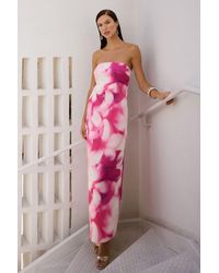 Trendyol - Mehrfarbiges, Einfarbiges Maxi-Abendkleid Und Heimkehrkleid Aus Gewebtem Satin Mit Blumenmuster Für Damen - Lyst
