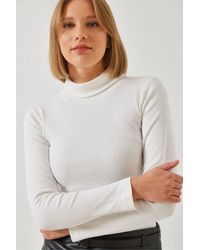 Bianco Lucci - Turtleneck Report Basic Bluse 0009 Für Damen - Lyst