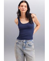 Grimelange - Romına Unterhemd Aus Geripptem, Dehnbarem Stoff, Körperbetont, Aus Bio-Baumwolle, Marineblau Für Damen - Lyst