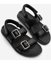 Marjin - Sandalen Aus Echtem Leder Mit Klettverschluss Hinten Und Goldener Schnalle, Doppelte Riemen, Lässige Sandalen, Resun- Für Damen - Lyst