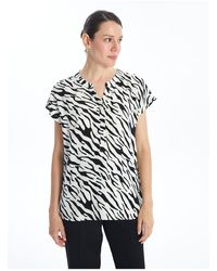 LC Waikiki - Lcw Gemusterte Kurzärmlige Bluse Mit Misses-Kragen Für Damen - Lyst