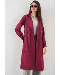 Bigdart - 5853 Trenchcoat Mit Zweireihigem Kragen – Weinrot Für Damen - Lyst