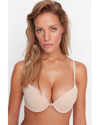 Trendyol - Extra Gepolsterter/Push-Up-T-Shirt-Bh Mit Hautseilträgern, Gestrickter Bh Für Damen - Lyst
