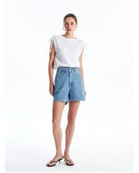 LC Waikiki - Jeans-Shorts – Gerader Schnitt Mit Elastischer Taille Für Damen - Lyst