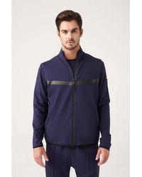 AVVA - Marineblaues Sweatshirt Aus Interlock-Stoff Mit Stehkragen, Bedruckt, A31Y1203 Für Herren - Lyst