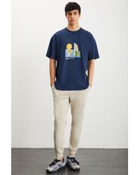 Grimelange - T-shirt , 100 % baumwolle, rundhalsausschnitt, bedruckt, marineblau - Lyst