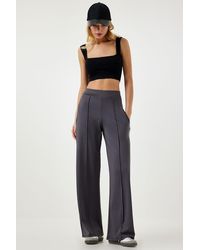 Happiness İstanbul - Anthrazitfarbene Scuba Palazzo-Hose Mit Hoher Taille Für Damen - Lyst