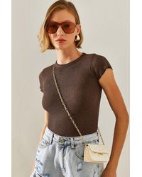 Bianco Lucci - Gerippte Camisole-Bluse - Lyst