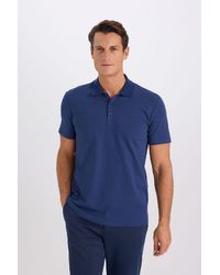 Defacto - Slim Fit, Schmal Geschnittenes, Kurzärmliges Basic-Polo-T-Shirt Aus Baumwoll-Modal-Mischgewebe M6609Az25Sp Für Herren - Lyst