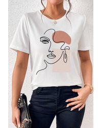 uyguntarz - T-Shirt Mit Aufgedrucktem Make-Up-Silhouette-Design - Lyst